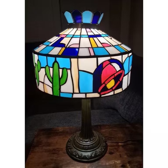 Vibrant Multicolor Stained Glass Table Lamp - Picture 1 of 12